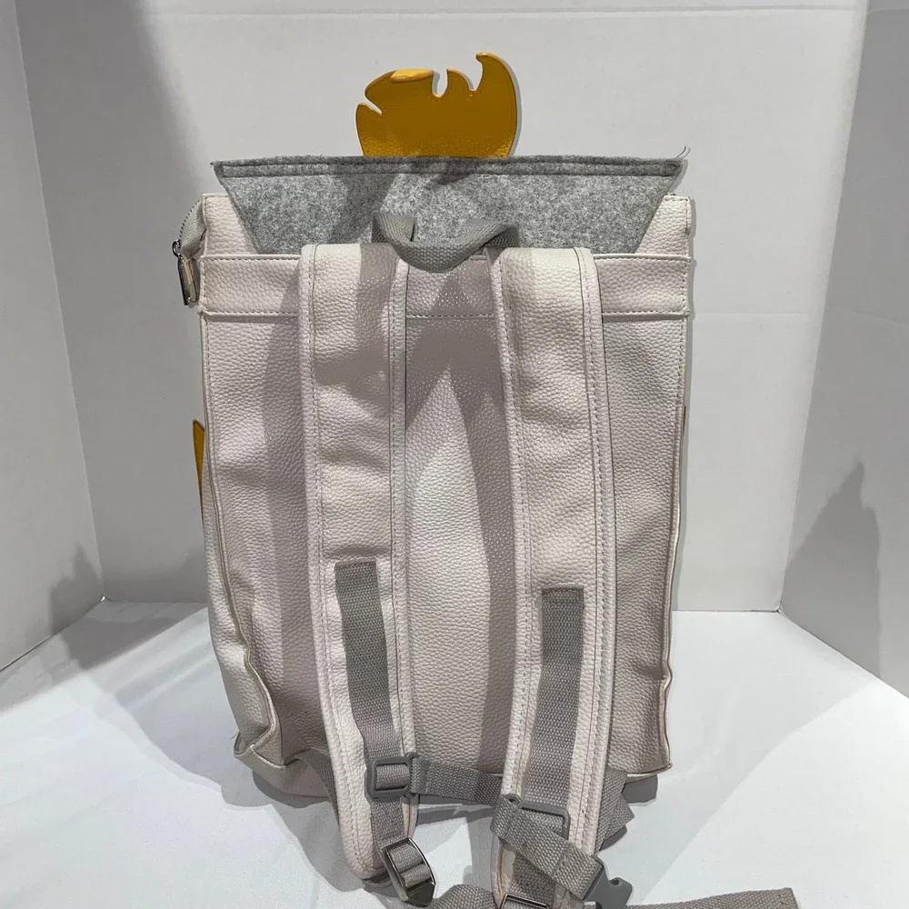 Coco Village Rocket Ship Backpack Grey Yellow Faux Leather Felt Space Bag